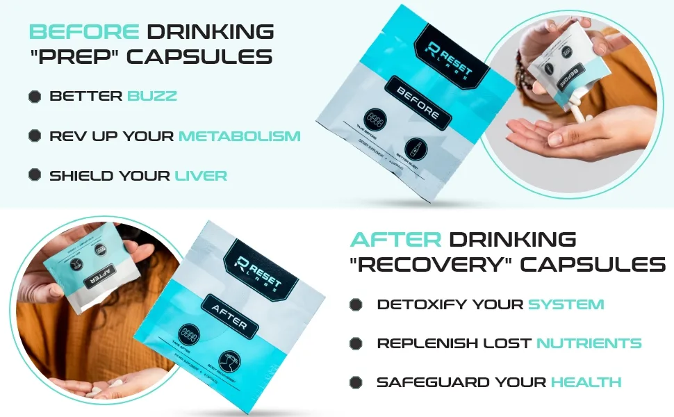 Before & After Drinking Pills - Dhm, Milk Thistle Supplements Extract - After Drinking Capsules with Liver Support - Restore Pill with Ginger, Electrolytes for Better Morning (6 Packet) 1 Count (Pack of 6) 6 - anti hangover pills