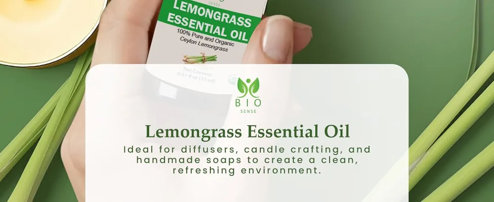 Bio Sense Organic Lemongrass Essential Oil |100% Pure & Organic Lemongrass Essential Oil | Use for Diffuser and Candle Making. - lemon grass