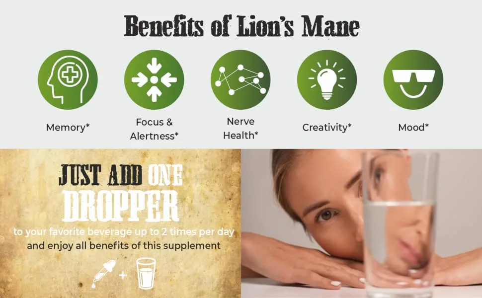 Lion's Mane Extract 4 fl oz Liquid Natural Mushroom Supplement Tincture for Brain Memory Mental Clarity & Focus Immune Support High Potency Formula 90-Day Supply 4 fl.oz - product information 11