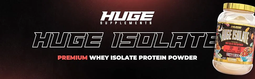 Huge Supplements Isolate Protein Powder - 30g Protein Per Serving Fast Digesting 14.5g Essential Amino Acids (30 Servings) (Fruity Cereal) - Huge Isolate Fruity Cereal
