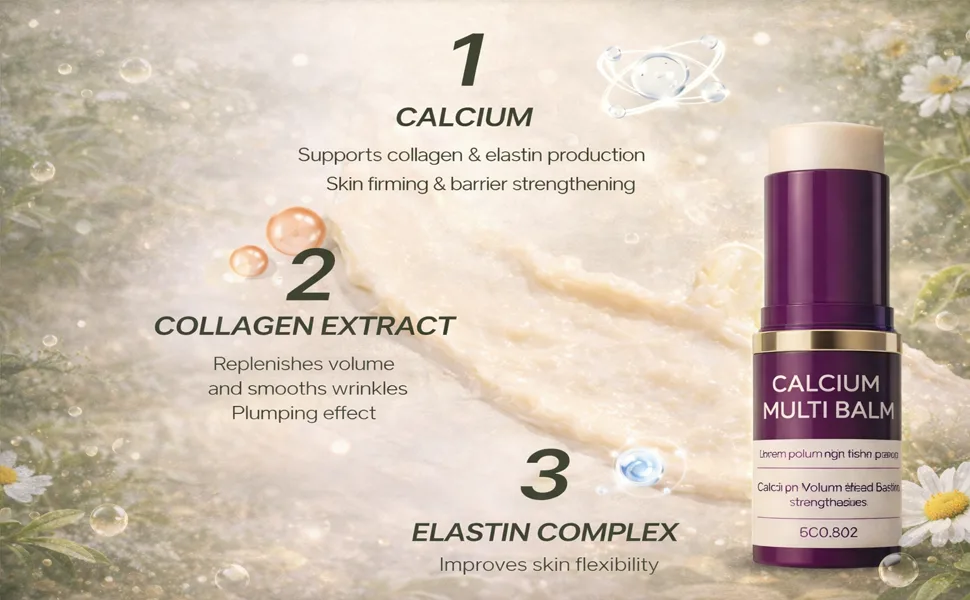 Her Plus Calcium Stick Calcium Balm Stick Wrinkle Core Balm Collagen Moisturing Balms Anti-Aging Hydrating Suitable for Eyes Neck Face (2pcs) - product information 8