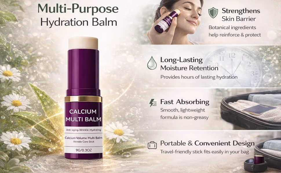 Her Plus Calcium Stick Calcium Balm Stick Wrinkle Core Balm Collagen Moisturing Balms Anti-Aging Hydrating Suitable for Eyes Neck Face (2pcs) - product information 9