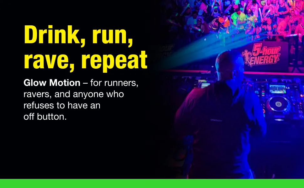 5-hour ENERGY Extra Strength Glow Motion Fruity Rainbow Fusion Flavor Energy Shot 1.93oz 30-Pack - drink run rave repeat
