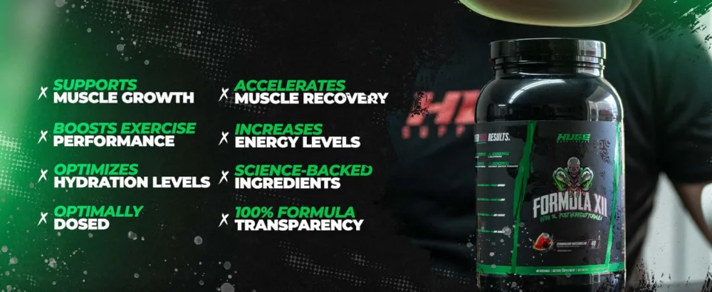 Formula XII Intra Workout Carbs & Post Workout Recovery Powder, Rapidly Absorbed, Boost Exercise Performance, Strength, Endurance & Hydration, 12 Science-Backed Ingredients (Strawberry Watermelon) - Post Workout Recovery Formula
