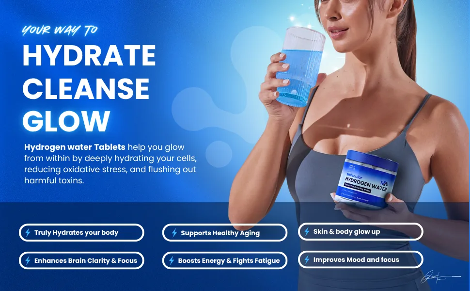 PHM Hydrogen Water Tablets for Drinking Water - H2 Molecular Tabs | Magnesium Pills Electrolytes Hydration Supplement to Support Healthy Aging & Energy Boost | 90 Tablets 3 Months Supply - hydrogen WATER TABLETS