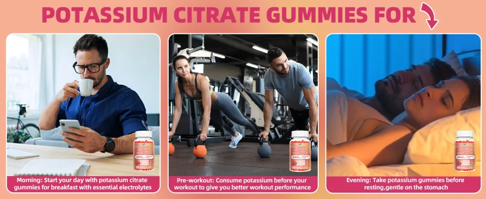 Potassium Citrate 2000mg, Potassium Gummies for Adults-Boost Muscle Growth & Immune Support - 60 Count Raspberry Flavor 60 Count (Pack of 1) - potassium