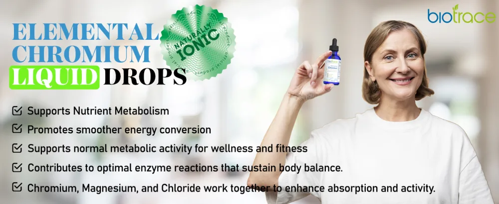 BioTrace Elemental Chromium Drops Liquid Chromium with Magnesium Chloride & Dead Sea Minerals Ionic Mineral Drops for Water Non-GMO 60mL - ELEMENTAL CHROMIUM LIQUID DROPS