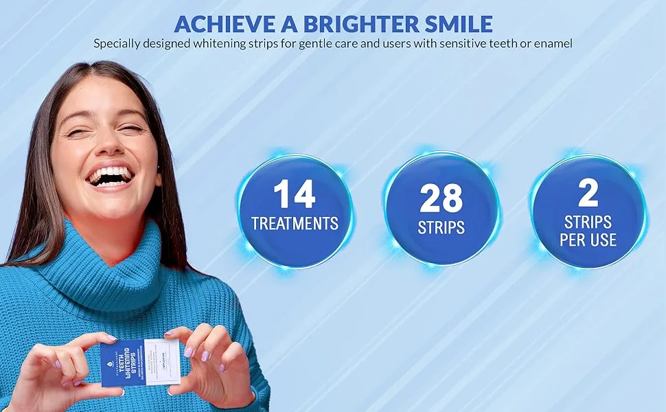 Pursonic Teeth Whitening Strips (28 Strips) - Non-Toxic & Peroxide-Free - Professional Instant Teeth Whitening at Home to Remove Coffee Smoking & Wine Stains - teeth whiteners whitning strips teeth strips teeth whitning teeth whitening kit for sensitive teeth