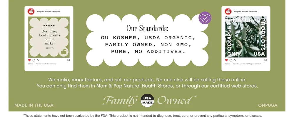 Complete Natural Products Organic Olive Leaf Capsules - 550mg, 100 Count, 1100mg per Serving 100 Count (Pack of 1) - Small Batch Made in the USA with Organic Ingredients