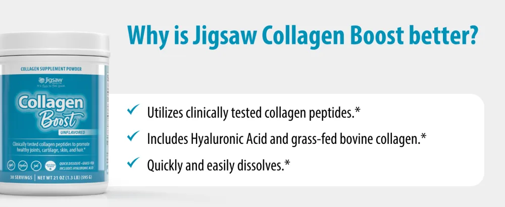 Jigsaw Health Collagen Boost | Promotes Healthy Joints, Cartilage, Skin, and Hair | 30 Servings - Collagen Boost