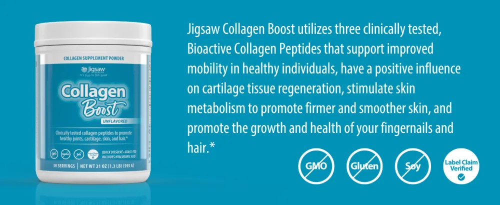 Jigsaw Health Collagen Boost | Promotes Healthy Joints, Cartilage, Skin, and Hair | 30 Servings - Collagen Boost