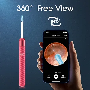 Ear Wax Removal - 1080P Camera Earwax Remover Tool - Ear Canal Cleaner - Ear Cleaning Kit - Ear Camera for iOS & Android (Pink) - ear cleaner