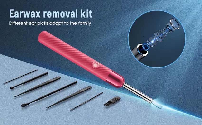 Ear Wax Removal - 1080P Camera Earwax Remover Tool - Ear Canal Cleaner - Ear Cleaning Kit - Ear Camera for iOS & Android (Pink) - ear wax removal