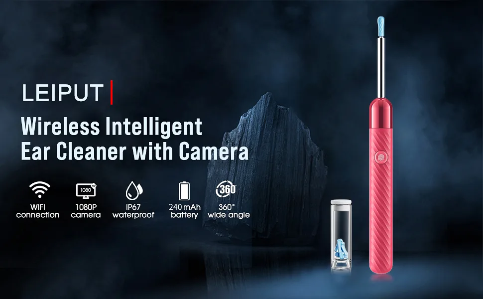 Ear Wax Removal - 1080P Camera Earwax Remover Tool - Ear Canal Cleaner - Ear Cleaning Kit - Ear Camera for iOS & Android (Pink) - ear wax removal