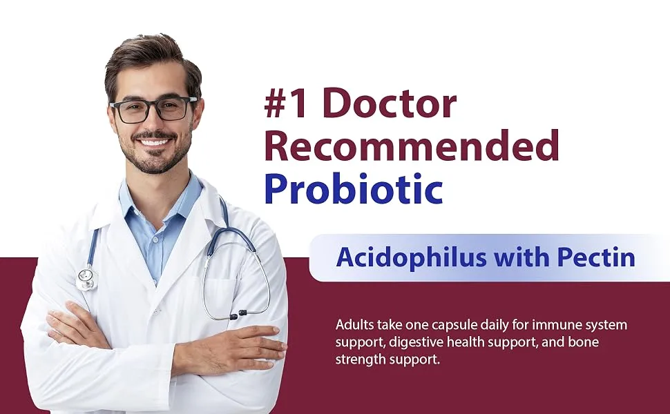 GeriCare Acidophilus with Pectin Probiotic Capsules, Optimizes Intestinal Flora, Digestive Gut Function, Boosts Immune Defenses, and Strengthens Bones, 100 Count (Pack of 1) - GC-837-01 A_ 2
