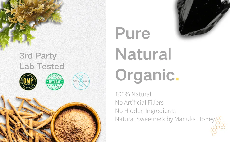 ORANIC EXTRACT Hima-Source Shilajit Wellness Gummies, 3 in 1 Shilajit, Ashwagandha, Sea Moss, 30 Counts - Pure natural organic ingredient, 3rd party lab tested