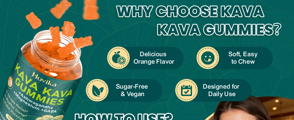 Hovika Kava Kava Gummies - Kava Root Extract with Ashwagandha, GABA & Magnesium for Calm Relaxation, Sleep & Stress Support - Sugar Free Orange, Vegan 60 Count - product information 7