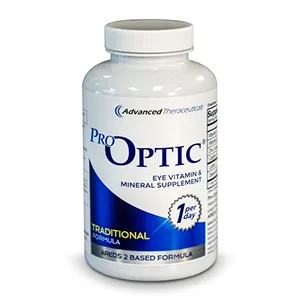 PROOPTIC Traditional Formula (AREDS 2 Based Formula) 180 Capsules - 6 Month Supply - One Capsule Per Day - pro optic traditional areds 2 based formula eye vitamin supplement bottle