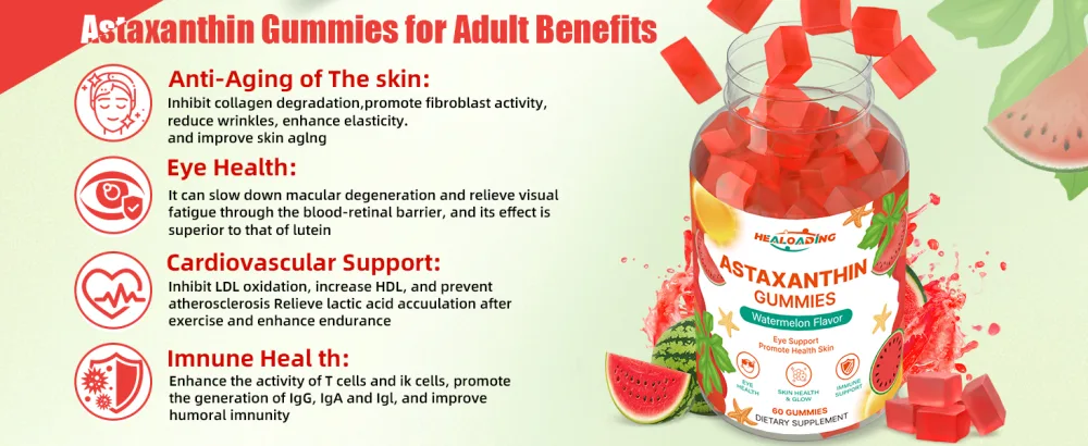 HEALOADING Astaxanthin 12mg Supplements Gummies: Antioxidant Supplement to Support Eye, Skin, Joint & Immune System Health Non-GMO & Gluten-Free (60 Gummies) - astaxanthin supplements