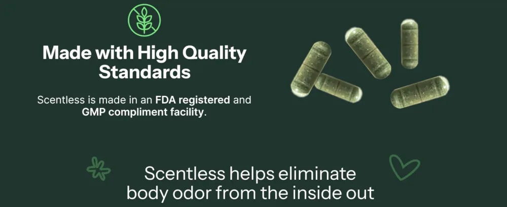Scentless Internal Deodorant Mint, Parsley & Chlorophyll Capsules for Body Odor Aluminum-Free Body Deodorizing Supplement Odor Control Natural Deodorant Body Deodorizing Capsules 30 Count - Scentless Internal Deodorant
