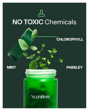 Scentless Internal Deodorant Mint, Parsley & Chlorophyll Capsules for Body Odor Aluminum-Free Body Deodorizing Supplement Odor Control Natural Deodorant Body Deodorizing Capsules 30 Count - Scentless Internal Deodorant