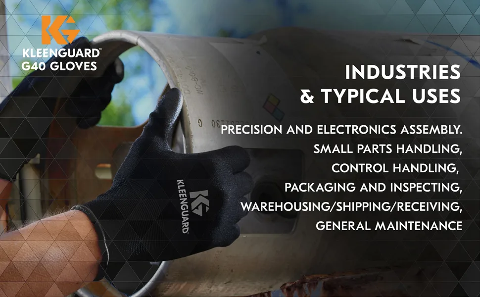 KLEENGUARD G40 Polyurethane Coated Gloves (13839), Size 9.0 (Large), High Dexterity, Black, 12 Pairs / Bag, 5 Bags / Case - KleenGuard G40 Polyurethane Coated Gloves