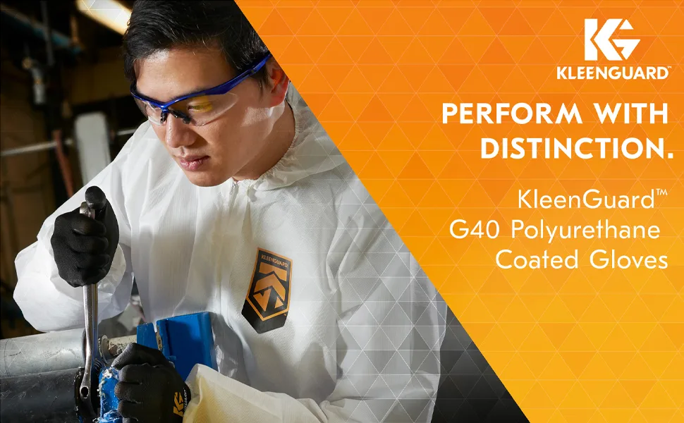 KLEENGUARD G40 Polyurethane Coated Gloves (13839), Size 9.0 (Large), High Dexterity, Black, 12 Pairs / Bag, 5 Bags / Case - KleenGuard G40 Polyurethane Coated Gloves