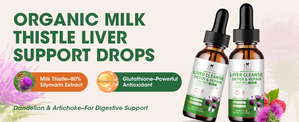 MABEFY Milk Thistle Liquid Drops 2 Pack Liver Support Supplement with 80% Silymarin, Artichoke Leaf, Dandelion Root & Glutathione Antioxidant Support Vegan, Non-GMO, 4 Fl Oz - milk thistle