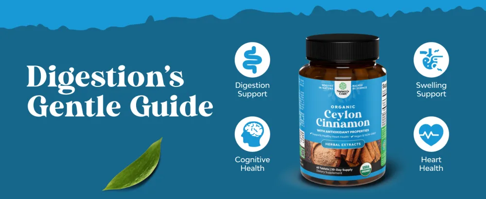 Organic Ceylon Cinnamon Extract Tablets 1000mg - Ceylon Cinnamon Organic Supplement for Immune System & Heart Health Aid - Immune Support Supplements for Adults - 60 Count - Organic Ceylon Cinnamon 60ct