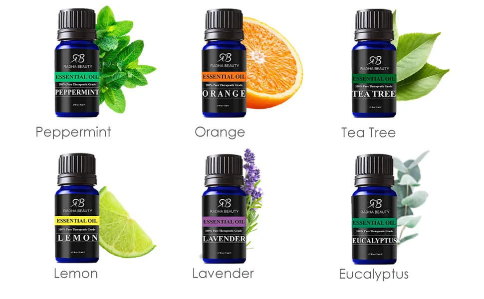 Radha Beauty Aromatherapy 18 Essential Oils (Lavender  Tea Tree  Peppermint  Lemongrass  Orange  Eucalyptus  Rosemary and more) Set  Candle Making  Soaps  Bath Bombs  and Massage - Aromatherapy 18 Essential Oils