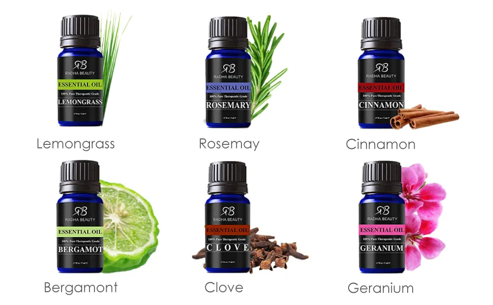 Radha Beauty Aromatherapy 18 Essential Oils (Lavender  Tea Tree  Peppermint  Lemongrass  Orange  Eucalyptus  Rosemary and more) Set  Candle Making  Soaps  Bath Bombs  and Massage - Aromatherapy 18 Essential Oils