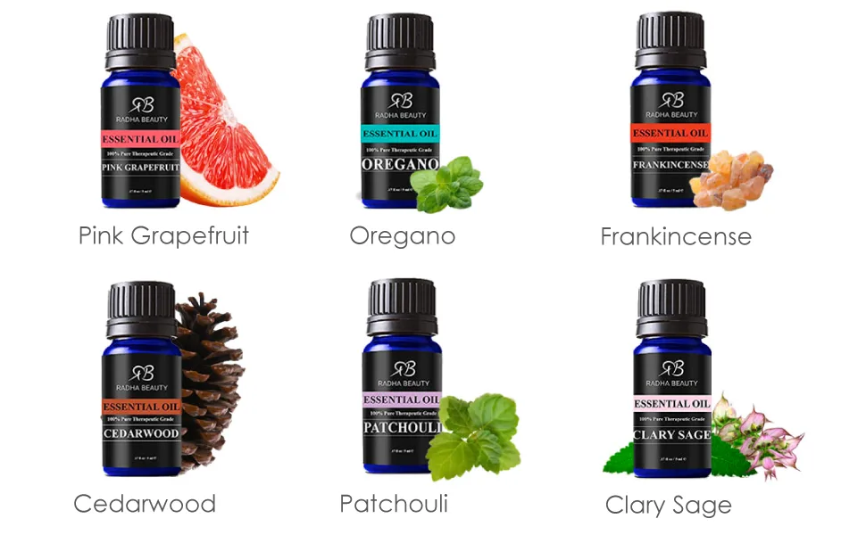 Radha Beauty Aromatherapy 18 Essential Oils (Lavender  Tea Tree  Peppermint  Lemongrass  Orange  Eucalyptus  Rosemary and more) Set  Candle Making  Soaps  Bath Bombs  and Massage - Aromatherapy 18 Essential Oils