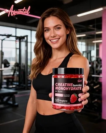 Asumtal Creatine for Women 5000 MG, Creatine Gummies, Creatine Monohydrate Supplement for Muscle Growth, Strength & Energy Support, Sugar Free Pre Workout Gummies 120 Count Raspberry Flavor - creatine gummies sugar free