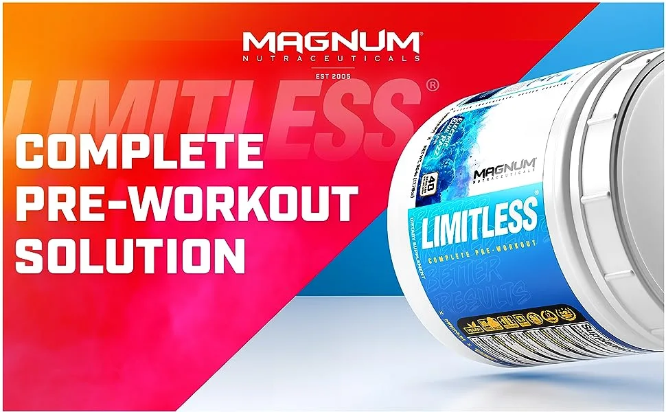 LIMITLESS Magnum Nutraceuticals Premium Quality, Blue Raspberry/Fruit Punch, 504g - Supports Increase Energy, Focus, and Endurance - Magnum