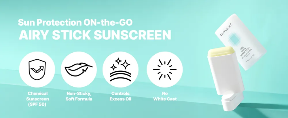 Cell Fusion C Airy Stick Sunscreen, Broad Spectrum SPF 50 + Phyto PDRN, Semi-matte & No White Cast, Korean Suncreen Stick, 50ml / 1.69 fl.oz - AIRY