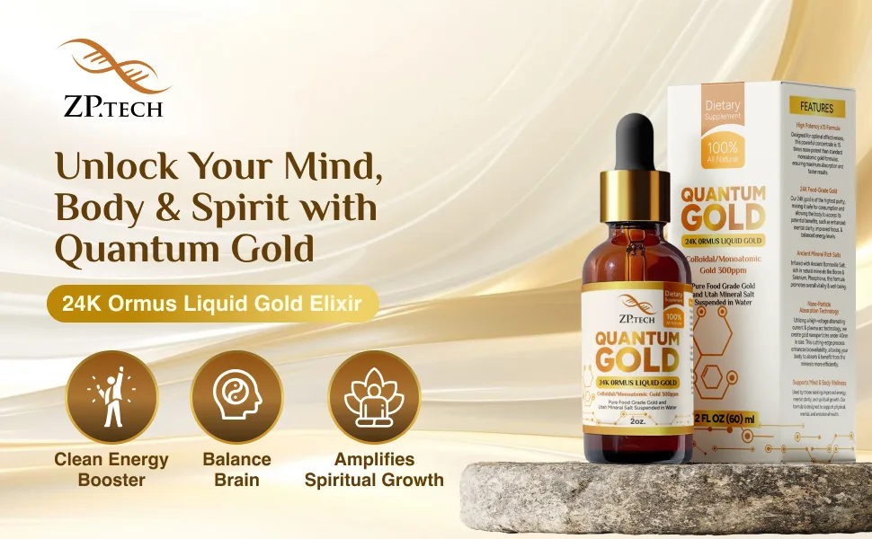 Quantum Gold Liquid Ormus Monoatomic Gold Elixir 24K | Colloidal Gold & Liquid Gold Ormus Supplement for for Pineal Gland Activation, Lucid Dreaming & Higher Energy Alignment (2oz.) - monoatomic ormus gold, ormus gold oil , Spiritual energy, pineal gland activation, 24k gold
