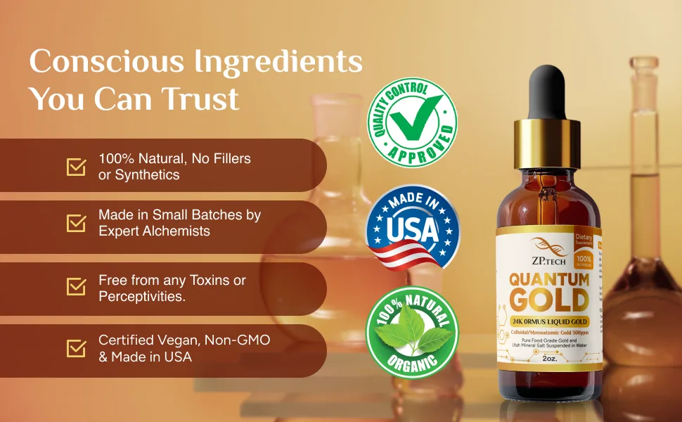 Quantum Gold Liquid Ormus Monoatomic Gold Elixir 24K | Colloidal Gold & Liquid Gold Ormus Supplement for for Pineal Gland Activation, Lucid Dreaming & Higher Energy Alignment (2oz.) - oro coloidal líquido, oro coloidal ormus, oro coloidal orgánico