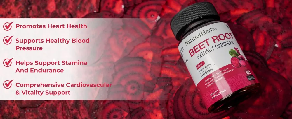 Beet Root Capsules 800mg Tablets | Heart Health, Blood Pressure Support Supplement for Natural Energy & Antioxidant Boost Extract Supplement(60 Vegan Capsules) - Beetroot Capsules