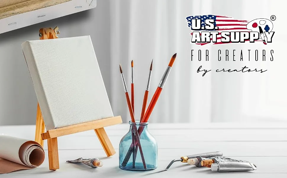 U.S. Art Supply Mini Stretched Canvas 10-Ounce Primed Square Assortment (8-Canvases Square inch Sizes - 1-1/2  2  2-1/2  2-3/4  3-1/4  3-5/8  4  4-1/2) - Mini Stetched Canvas