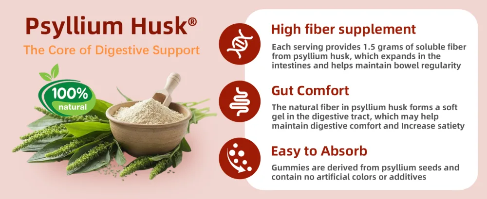 ABYSSUS Psyllium Gummies Psyllium Husk Fiber Supplement 1500mg for Digestive Health, Sugar Free Chewable Bloating Relief & Regularity, Peach, 60 Count - product information 10