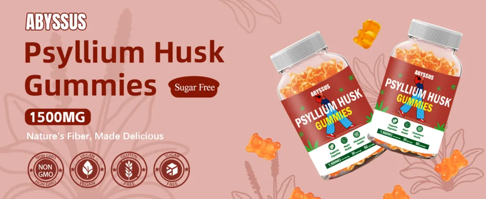 ABYSSUS Psyllium Gummies Psyllium Husk Fiber Supplement 1500mg for Digestive Health, Sugar Free Chewable Bloating Relief & Regularity, Peach, 60 Count - new1