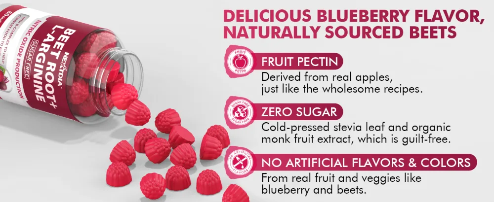 Beet Root Gummies, Beetroot & L-Arginine, Red Beets Supplements w/ Vitamin B1, B2, B3, B5, B6, Folate, B12 for Energy Boost & Circulation Support, Sugar Free Nitric Oxide Gummies, 120 Beet Chews 60 Count (Pack of 2) - Beet Chews with B Complex