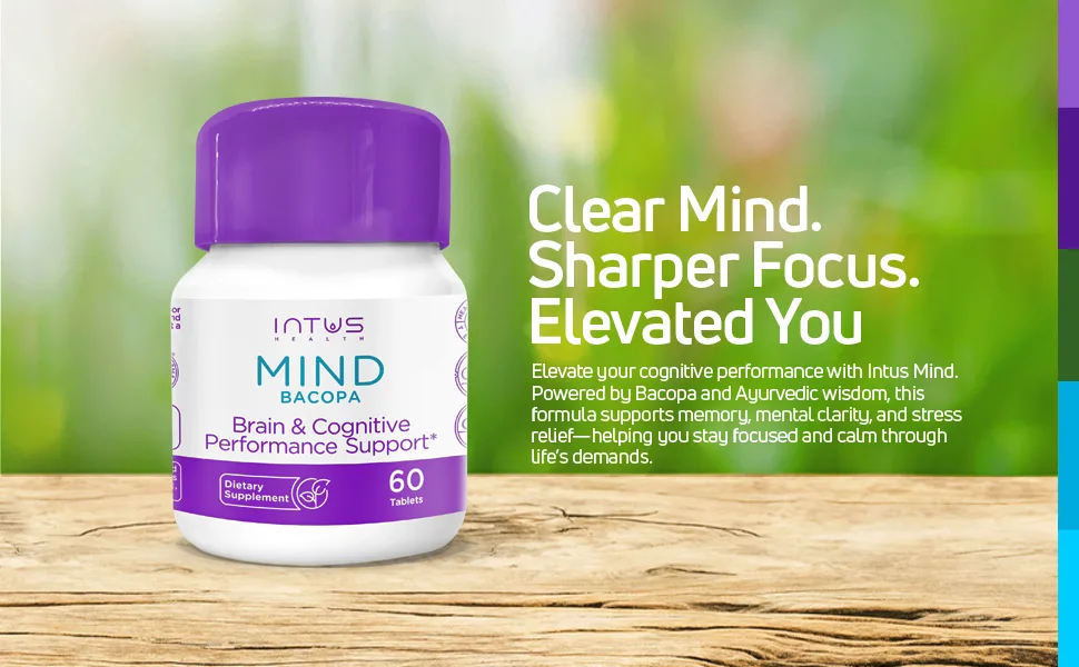 Intus Mind Bacopa Ayurvedic Supplement with Brahmi Supports Cognitive Support & Mental Clarity 60 Capsules - Mind Bacopa, focus, clear mind