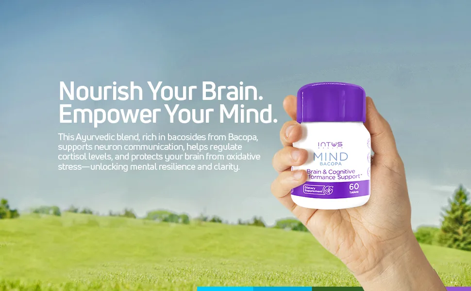 Intus Mind Bacopa Ayurvedic Supplement with Brahmi Supports Cognitive Support & Mental Clarity 60 Capsules - Mind Bacopa, focus, clear mind
