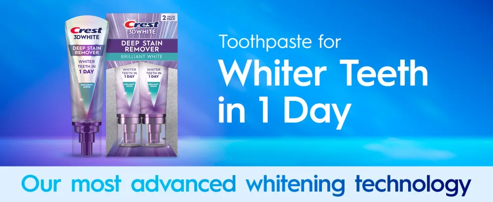 Crest 3DWhite Brilliance Deep Stain Remover Brilliant White Toothpaste - 3.1oz/2pk - Toothpaste for Whiter Teeth in 1 Day