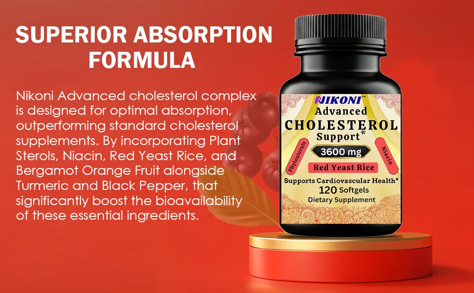 Nikoni Advanced Cholesterol Support 3600 mg Plant Sterols with 14-in-1 Supplement -120 softgels 120 Softgelss - B0DTK7D3DM