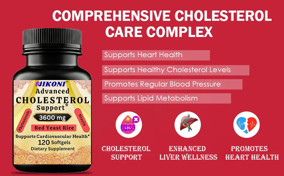 Nikoni Advanced Cholesterol Support 3600 mg Plant Sterols with 14-in-1 Supplement -120 softgels 120 Softgelss - B0DTK7D3DM