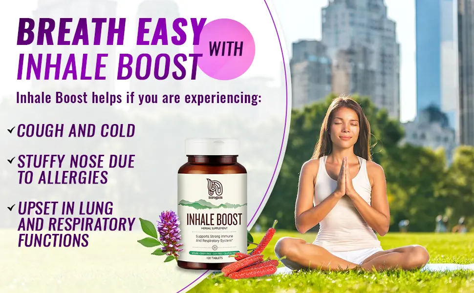 Nirogam Inhale Boost 120 Tablets a Bottle I Lung Support Supplement | Lung Health Supplement | Lung Detox - lung supplement, respitory cleanse, sinus support