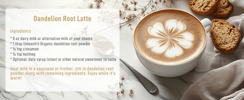 UNLEASH'D ORGANIC Milk Thistle Powder 16oz Rich in Silymarin & Antioxidants, 100% Pure Organic, Liver & Immune Support A1 - Dandelion Root Latte