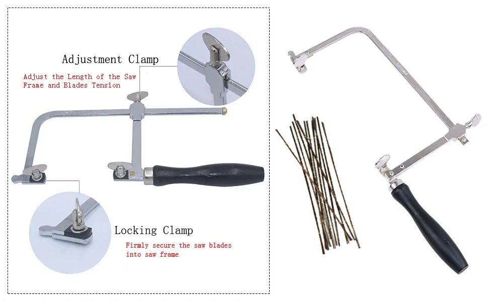 NIUPIKA Jeweler's Saw Frame Adjustable with 144 Blades Professional Jewelry Making Kit - Clamp